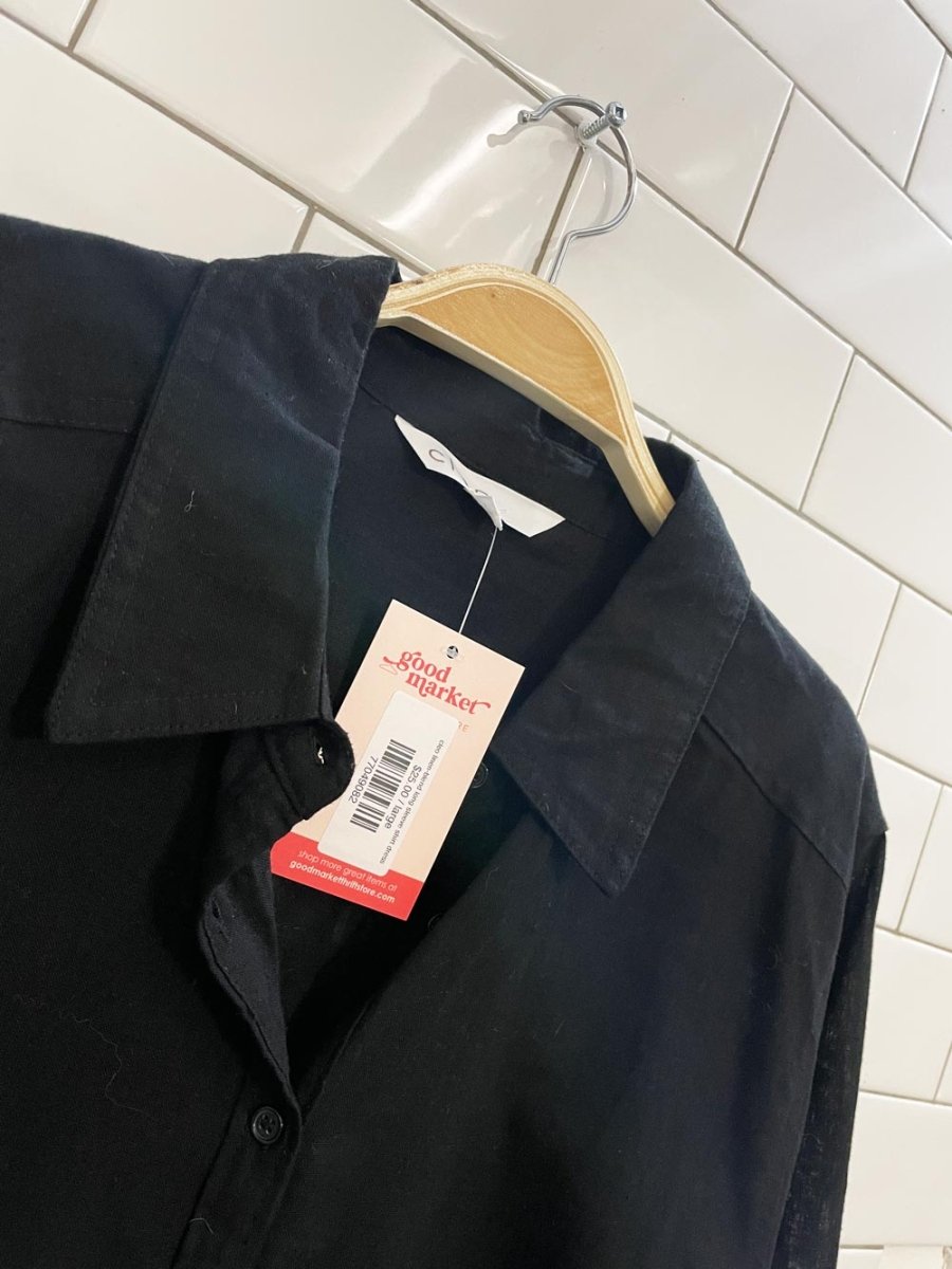 cleo linen - blend long sleeve shirt dress - good market thrift store