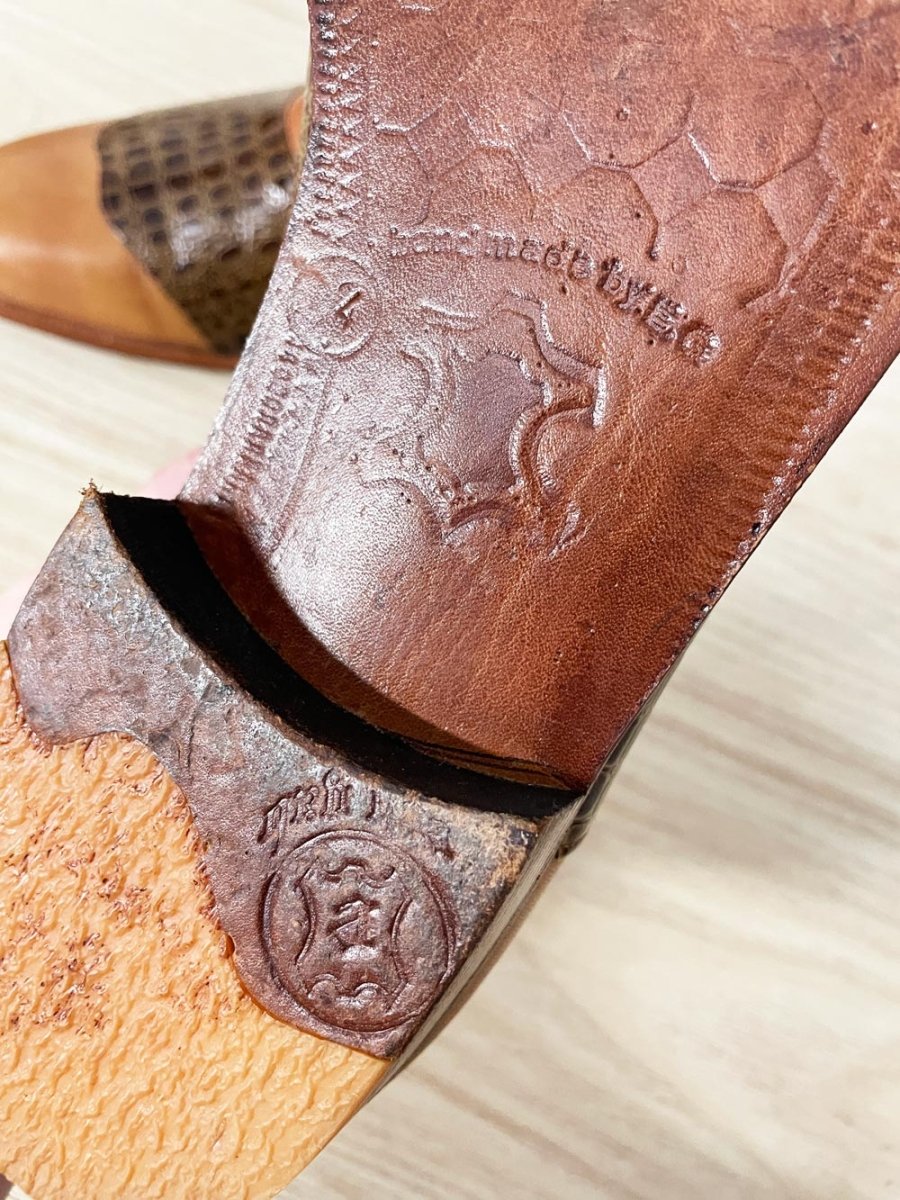 vintage handmade by EG snakeskin leather loafers - good market thrift store