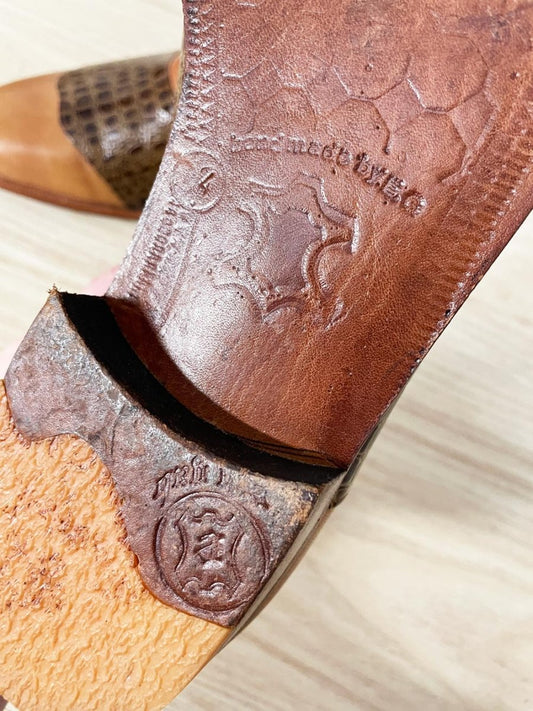 vintage handmade by EG snakeskin leather loafers - good market thrift store