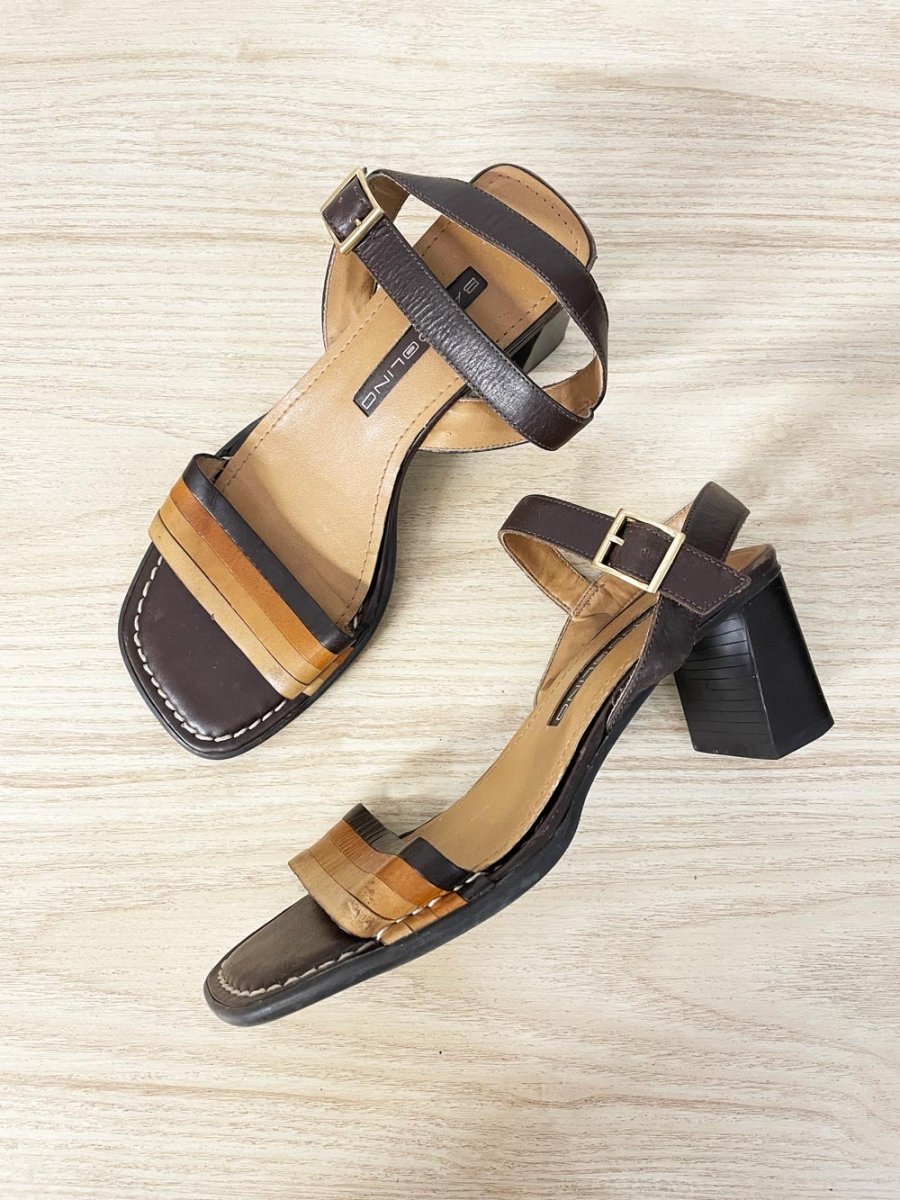 vintage 00s bandolino exit leather buttercup heeled sandals | made in Brazil - good market thrift store