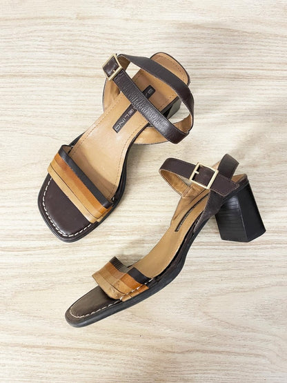 vintage 00s bandolino exit leather buttercup heeled sandals | made in Brazil - good market thrift store