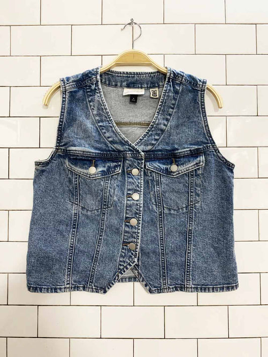 universal thread full button denim vest top