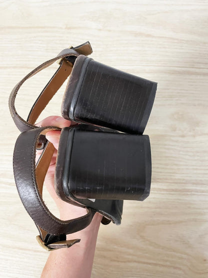 vintage 00s bandolino exit leather buttercup heeled sandals | made in Brazil - good market thrift store