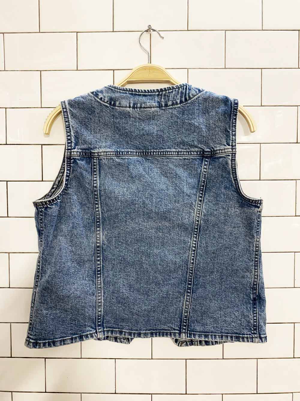 universal thread full button denim vest top
