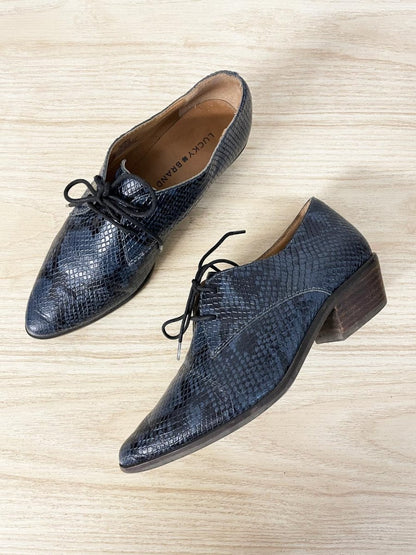 lucky brand erreka snakeskin leather western heel shoe - good market thrift store