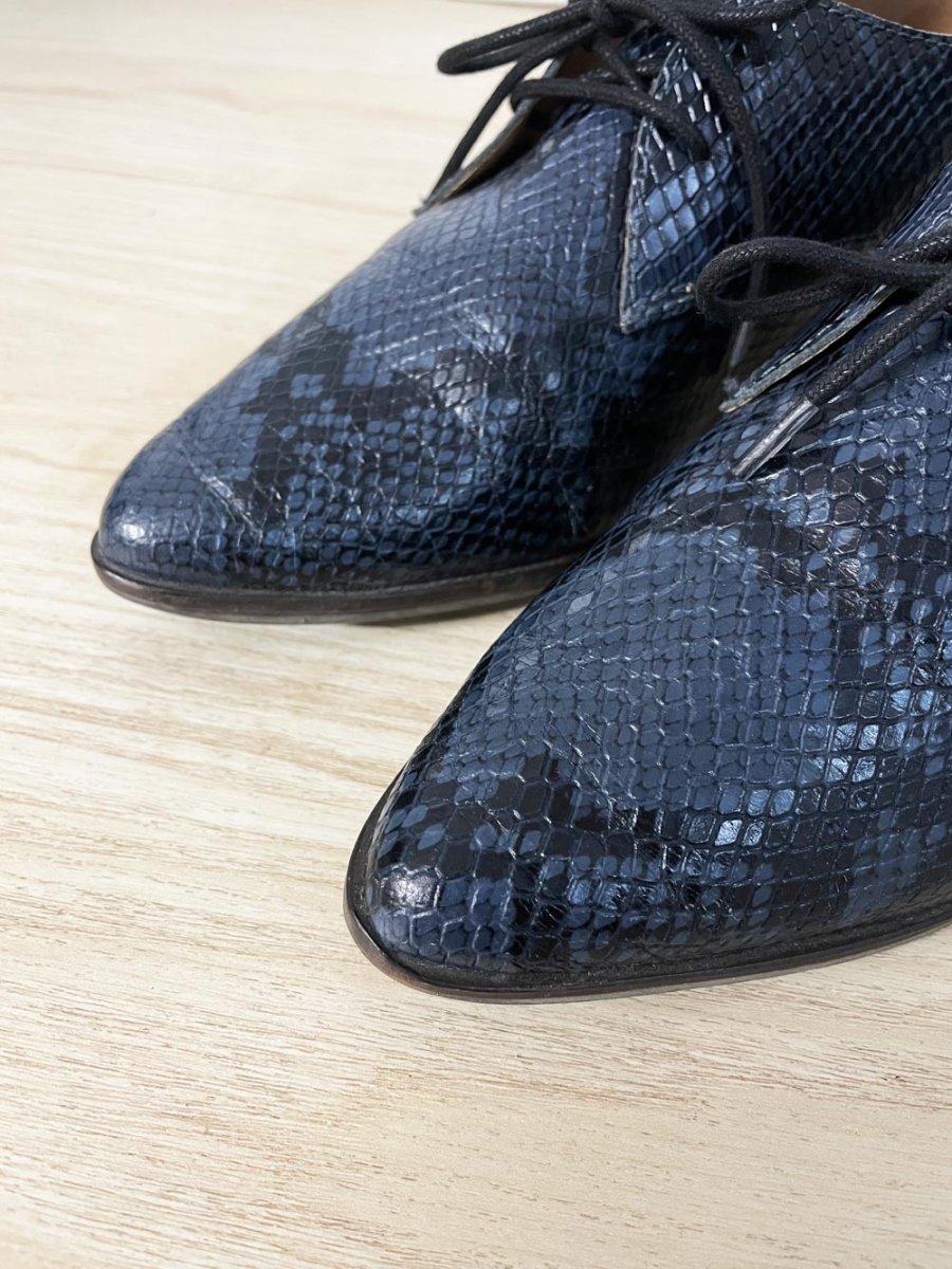 lucky brand erreka snakeskin leather western heel shoe - good market thrift store