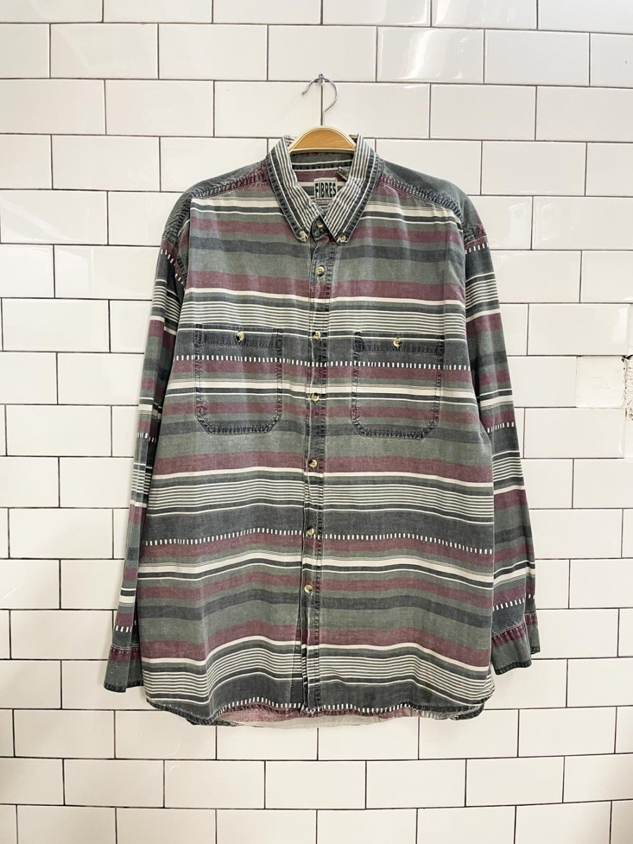 vintage 90s fibres striped shirt - good market thrift store