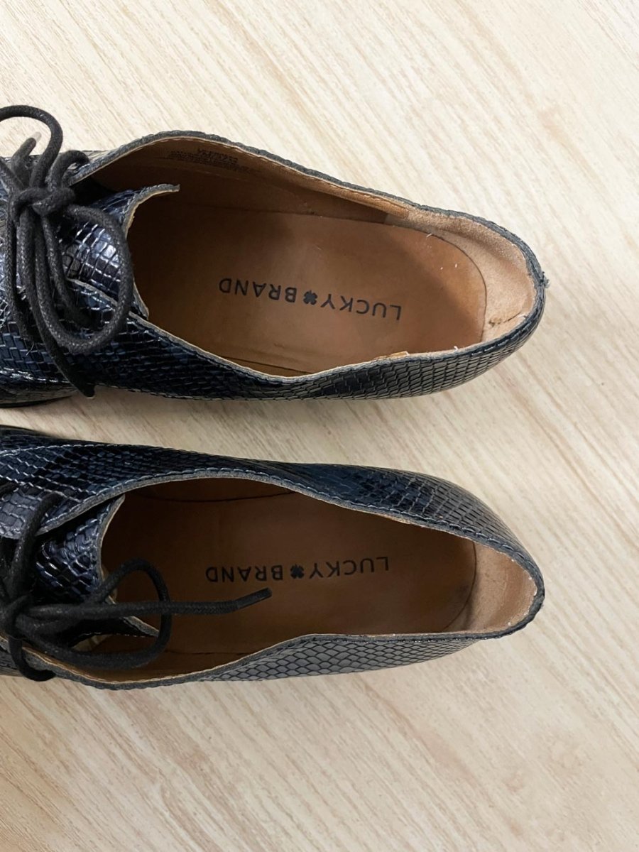 lucky brand erreka snakeskin leather western heel shoe - good market thrift store