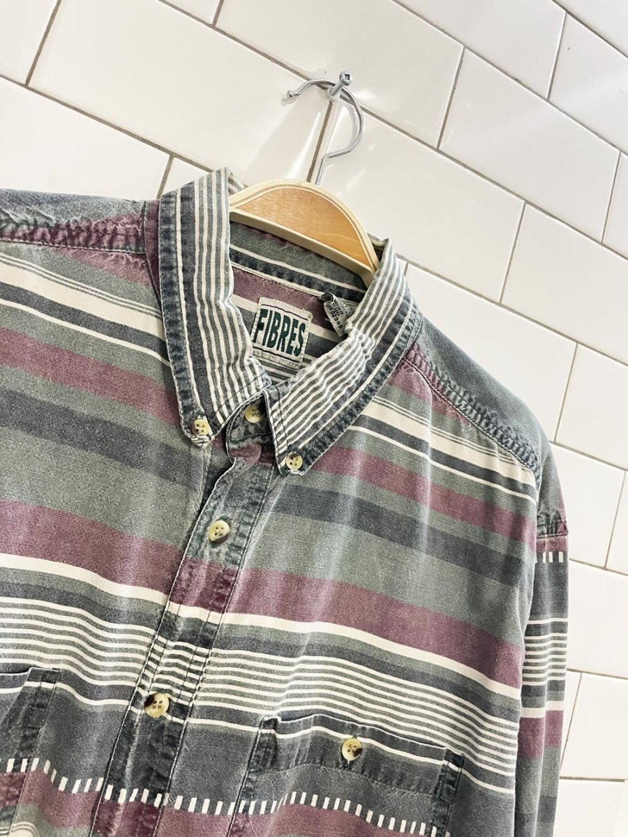 vintage 90s fibres striped shirt - good market thrift store