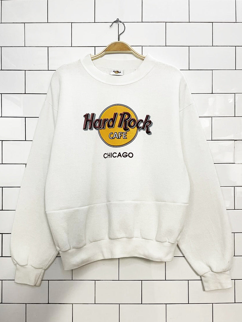 vintage 90s hard rock cafe chicago cropped sweatshirt | rework