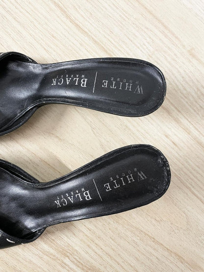 y2k white house black market leather contrast stitch heeled sandals - good market thrift store