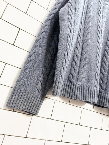 black brown 100% lambswool cable knit sweater - good market thrift store