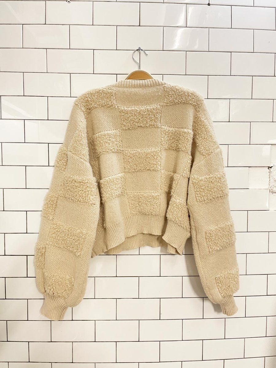 shein cozy loopknit check boxy sweater - good market thrift store