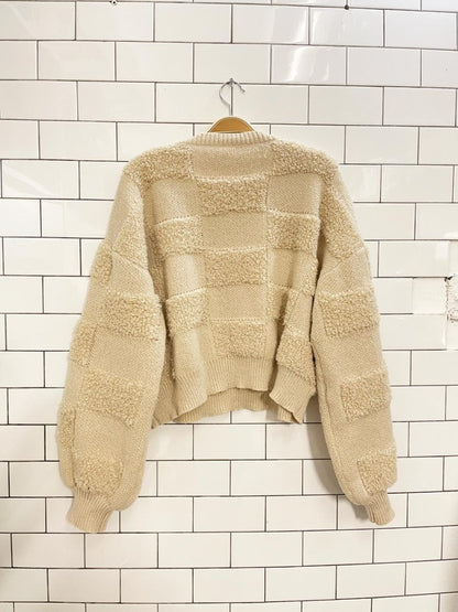 shein cozy loopknit check boxy sweater - good market thrift store