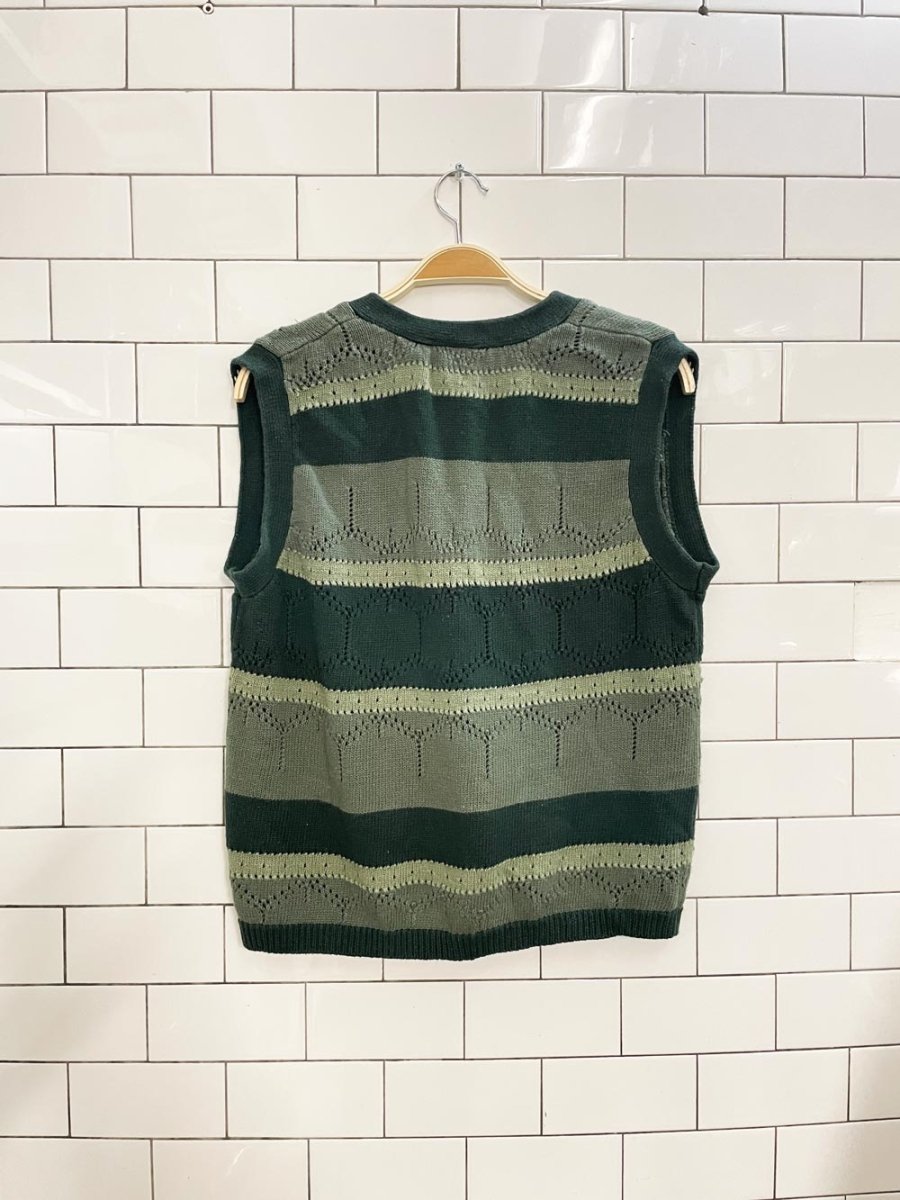 vintage 90s koret green flowers knit vest - good market thrift store