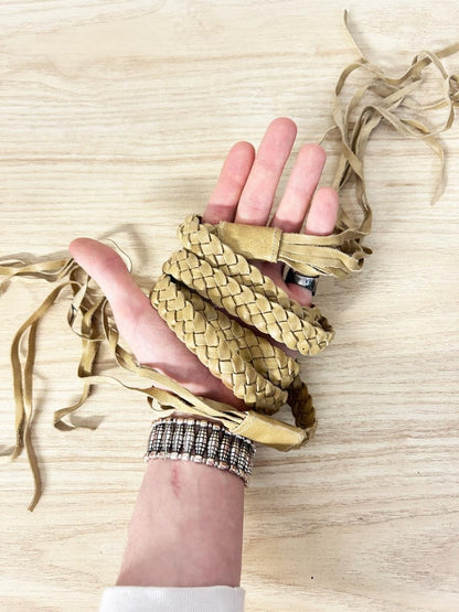 vintage leather braided fringe tie belt - good market thrift store