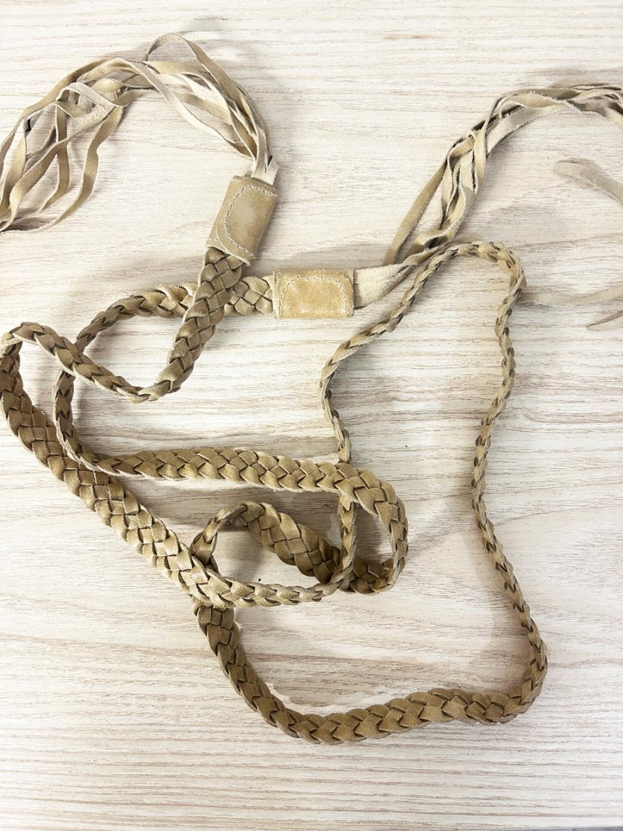 vintage leather braided fringe tie belt - good market thrift store