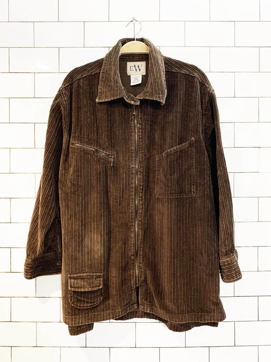 vintage 90s easy wear chunky cord full zip shirt jacket
