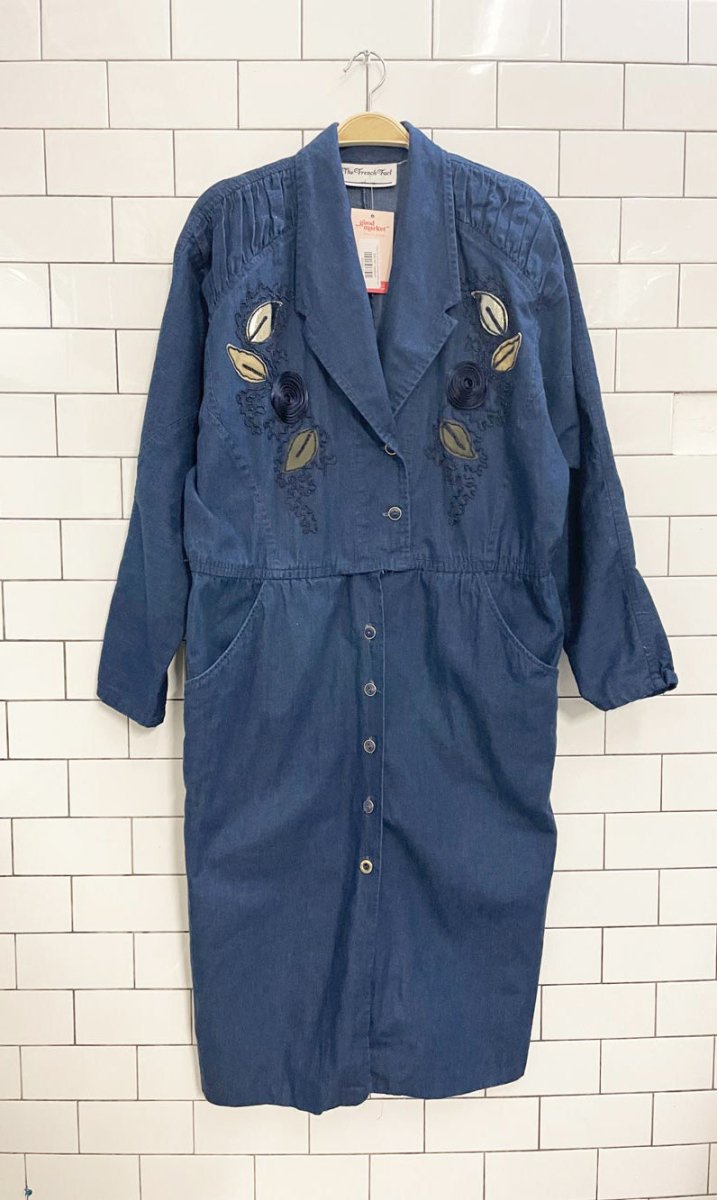 vintage the french fact embellished denin dress - good market thrift store