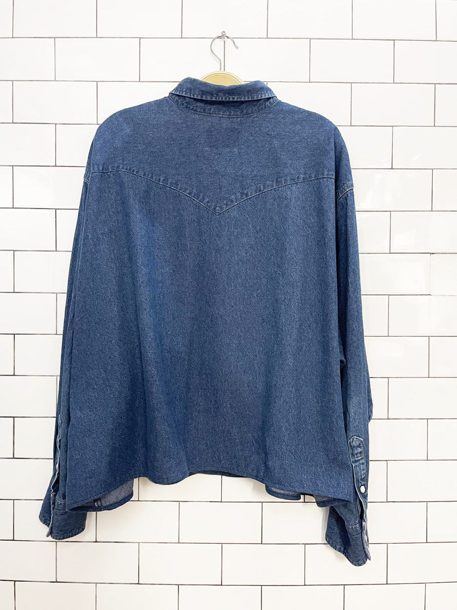vintage wrangler relaxed western denim full button shirt | big mans fit | rework