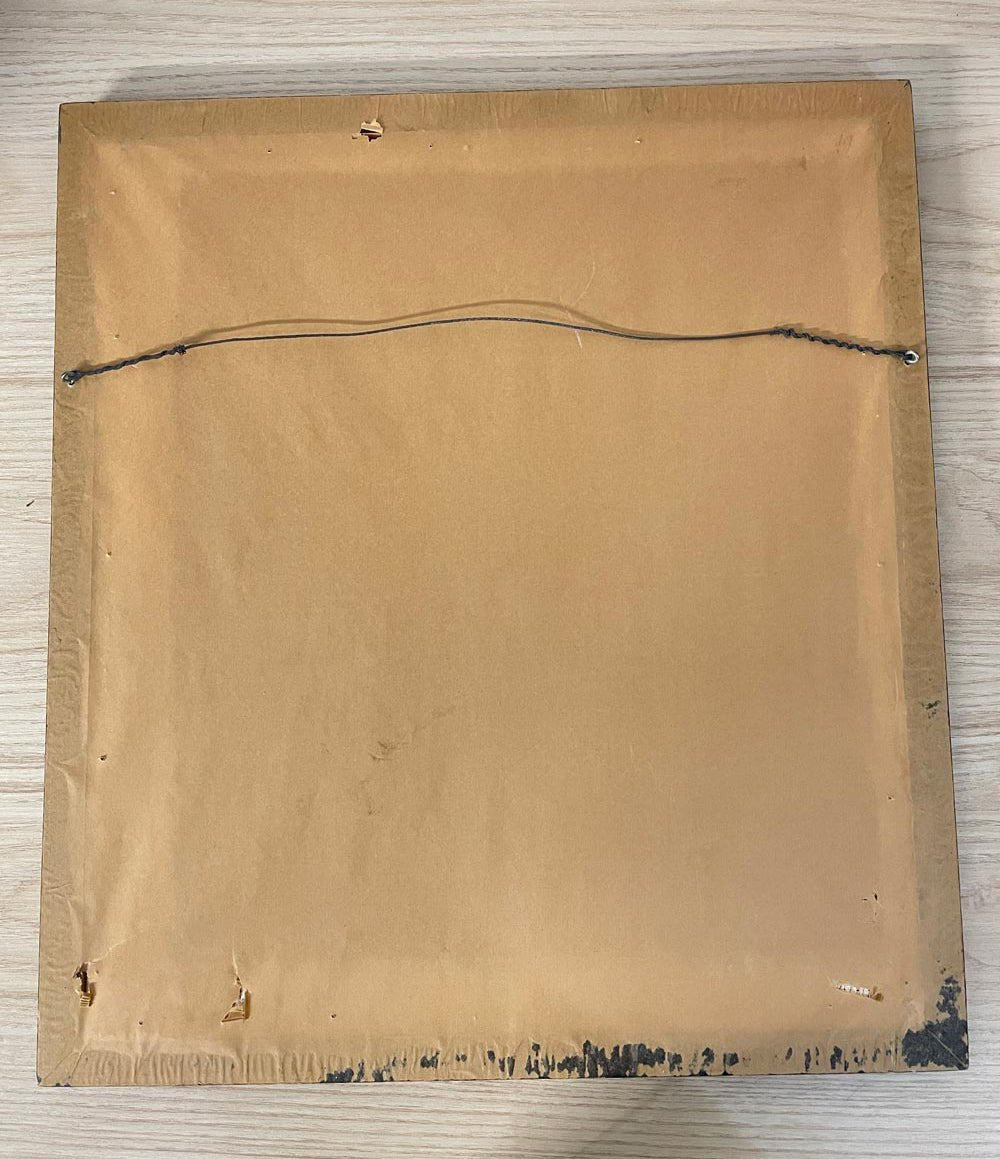 vintage 70s handmade cross stitch flower art - good market thrift store