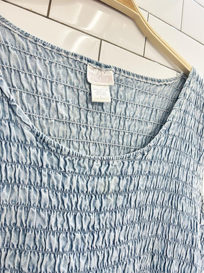 vintage 90s moda intl smocked denim maxi dress - good market thrift store