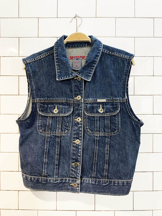 vintage 00s silver jeans cut off denim vest top | made in canada