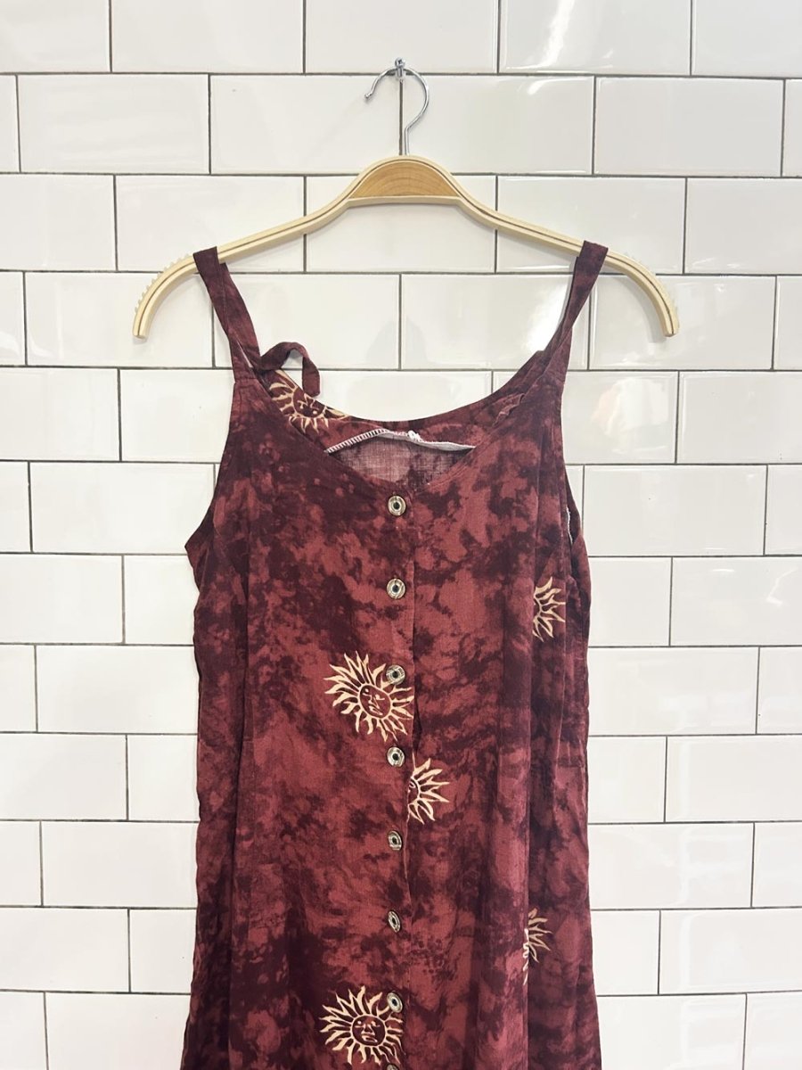 vintage 90s sun full button midi dress - good market thrift store