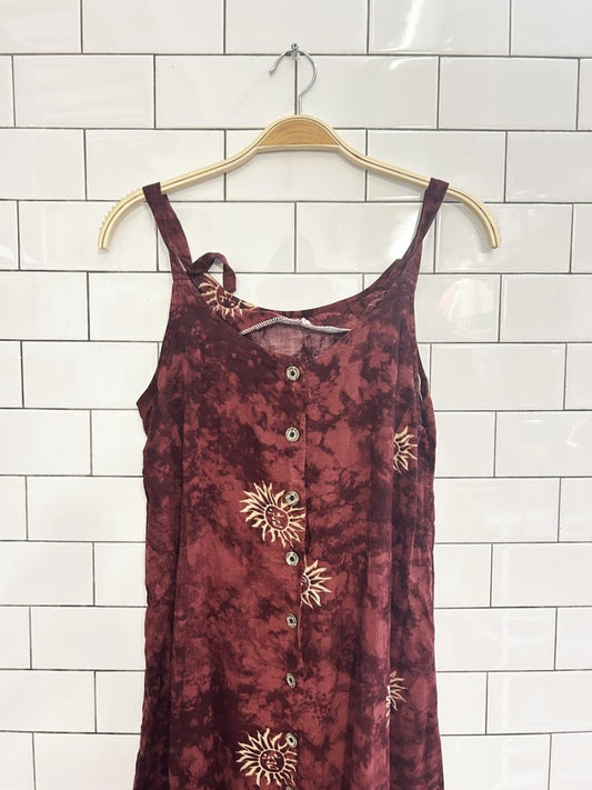 vintage 90s sun full button midi dress - good market thrift store