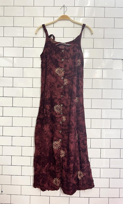 vintage 90s sun full button midi dress - good market thrift store