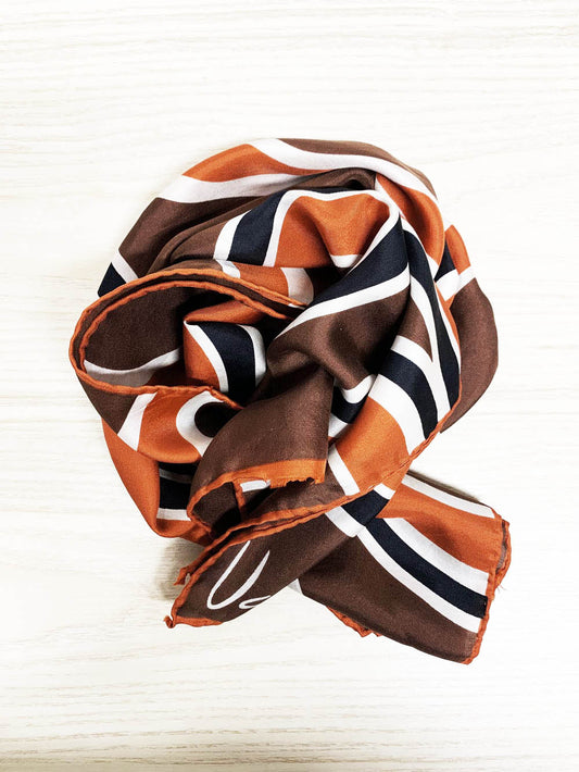 vintage vera 100% silk retro long scarf | hand-rolled edge