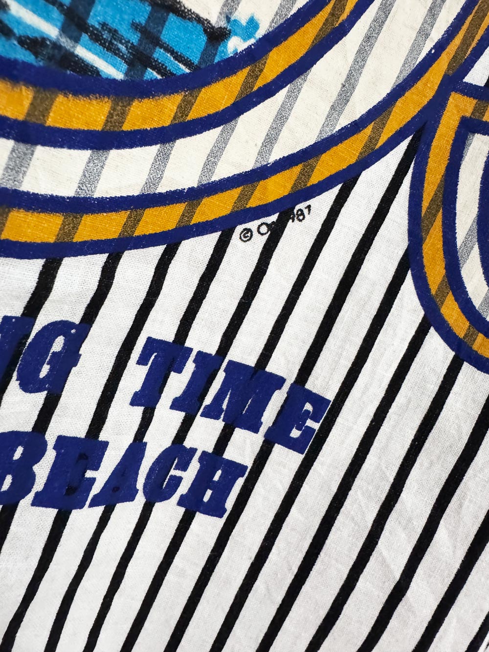 vintage 80s ocean pacific yanks old blue label SOS nautical stripe surf full button shirt