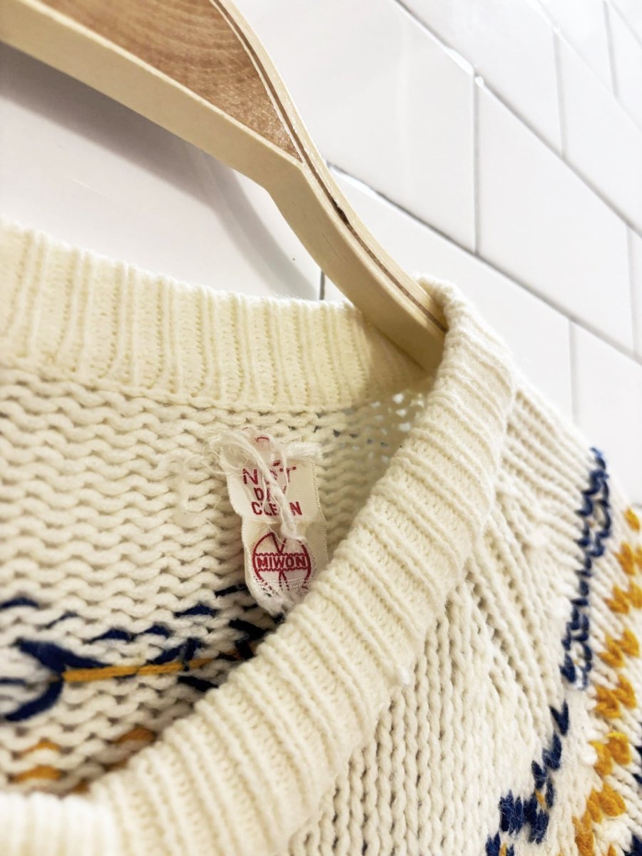 vintage 70s fair isle loose knit cardigan | miwon - good market thrift store