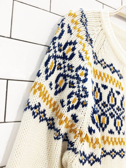 vintage 70s fair isle loose knit cardigan | miwon - good market thrift store