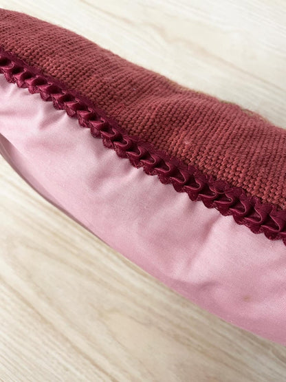 vintage needlepoint retro floral pillow - good market thrift store