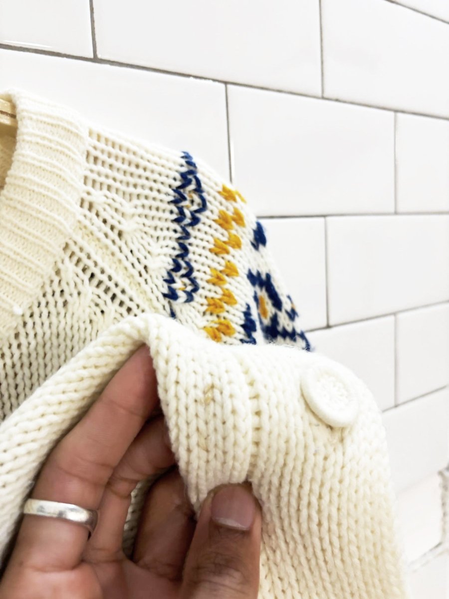 vintage 70s fair isle loose knit cardigan | miwon - good market thrift store