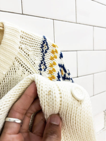 vintage 70s fair isle loose knit cardigan | miwon - good market thrift store