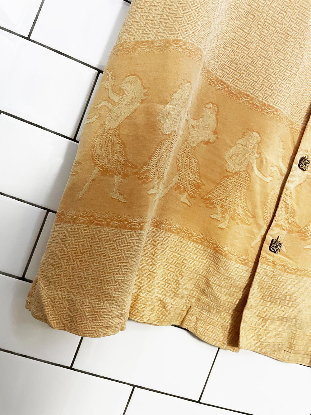 vintage tommy bahama 100% silk hula dancer full cabana button shirt