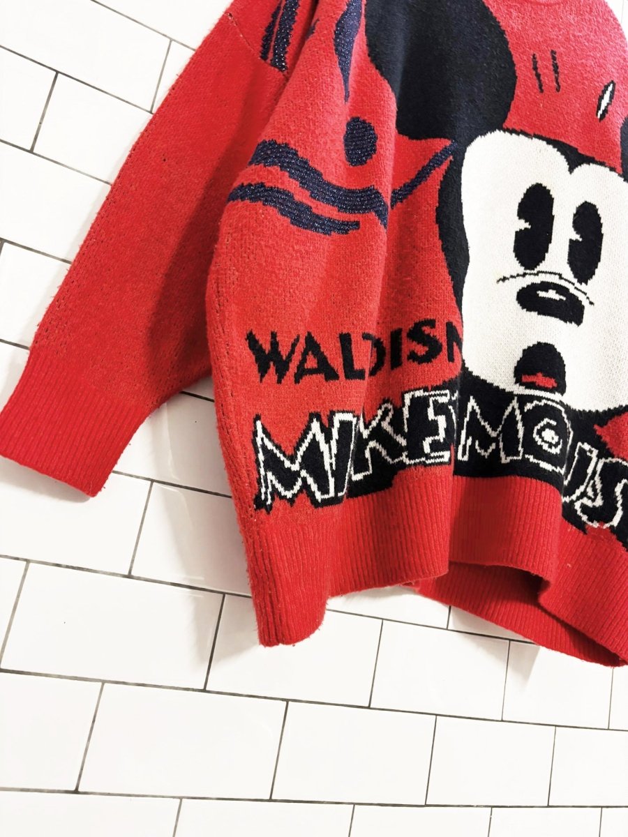 desigual + mickey mouse oversized knit sweater | disney | wool - blend - good market thrift store