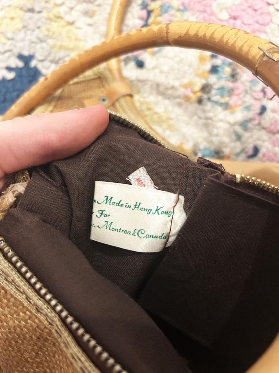 vintage 70s burlap floral handbag - good market thrift store