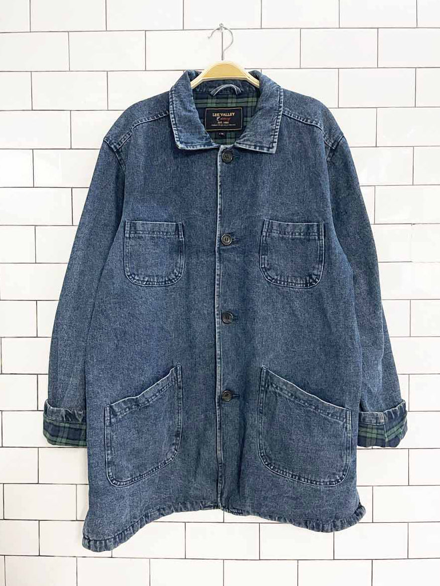vintage lee valley plaid lined denim core coat