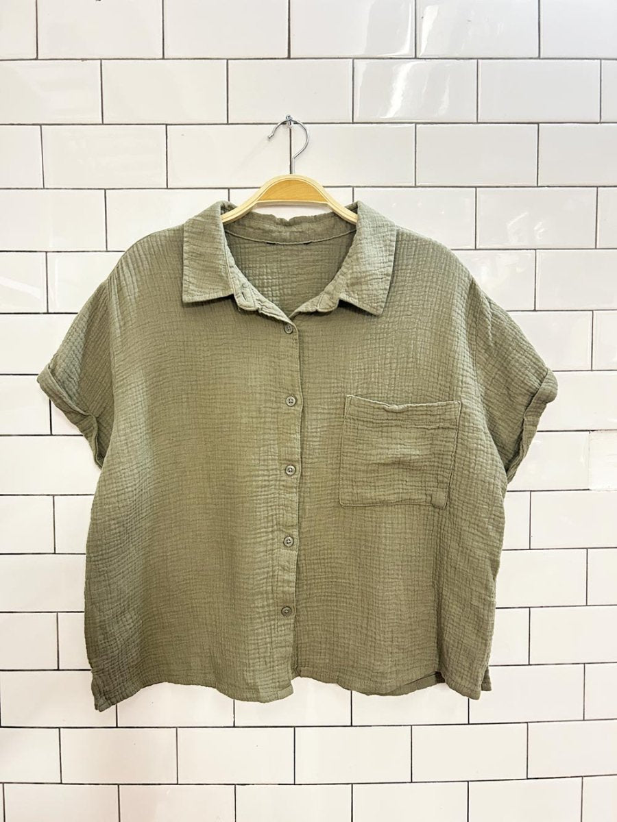 oversized gauze cotton boxy shirt - good market thrift store