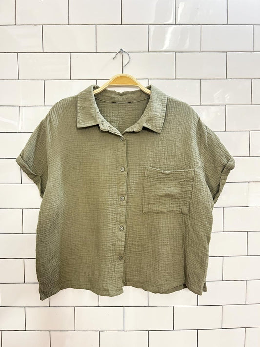 oversized gauze cotton boxy shirt - good market thrift store