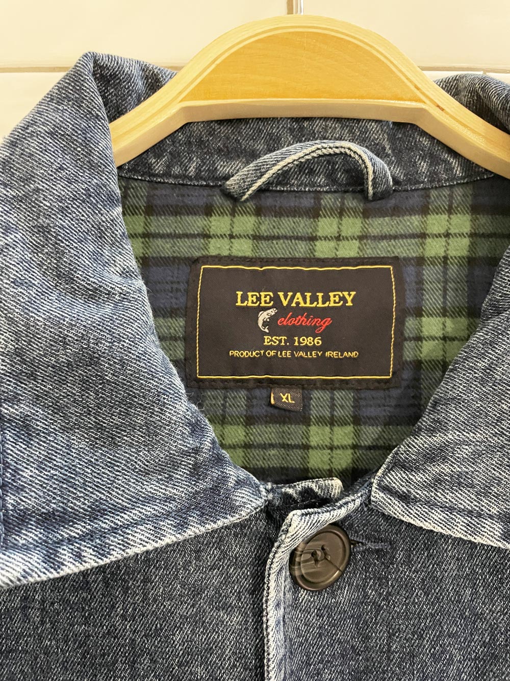 vintage lee valley plaid lined denim core coat
