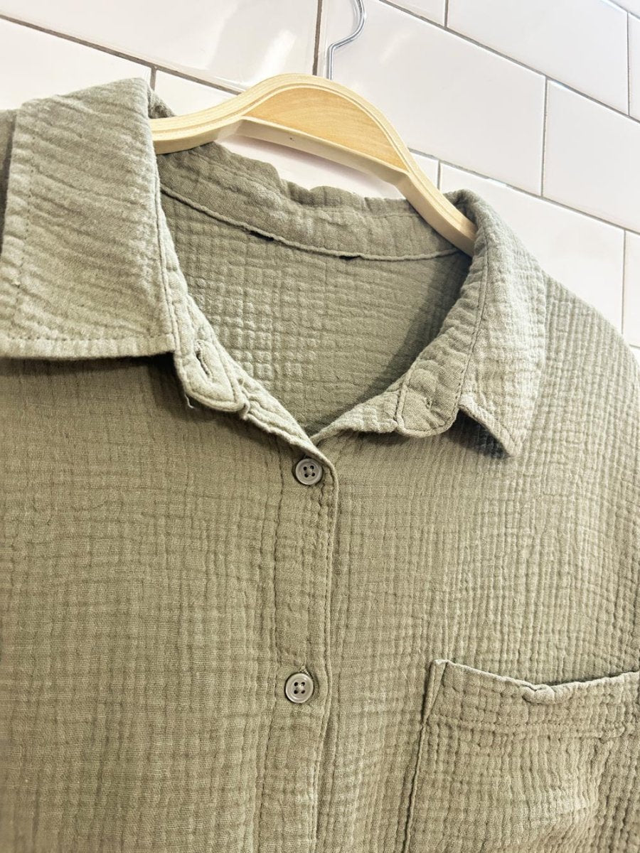 oversized gauze cotton boxy shirt - good market thrift store