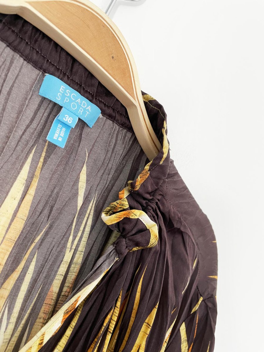 escada sport silk - blend pleated drawstring midi dress - good market thrift store