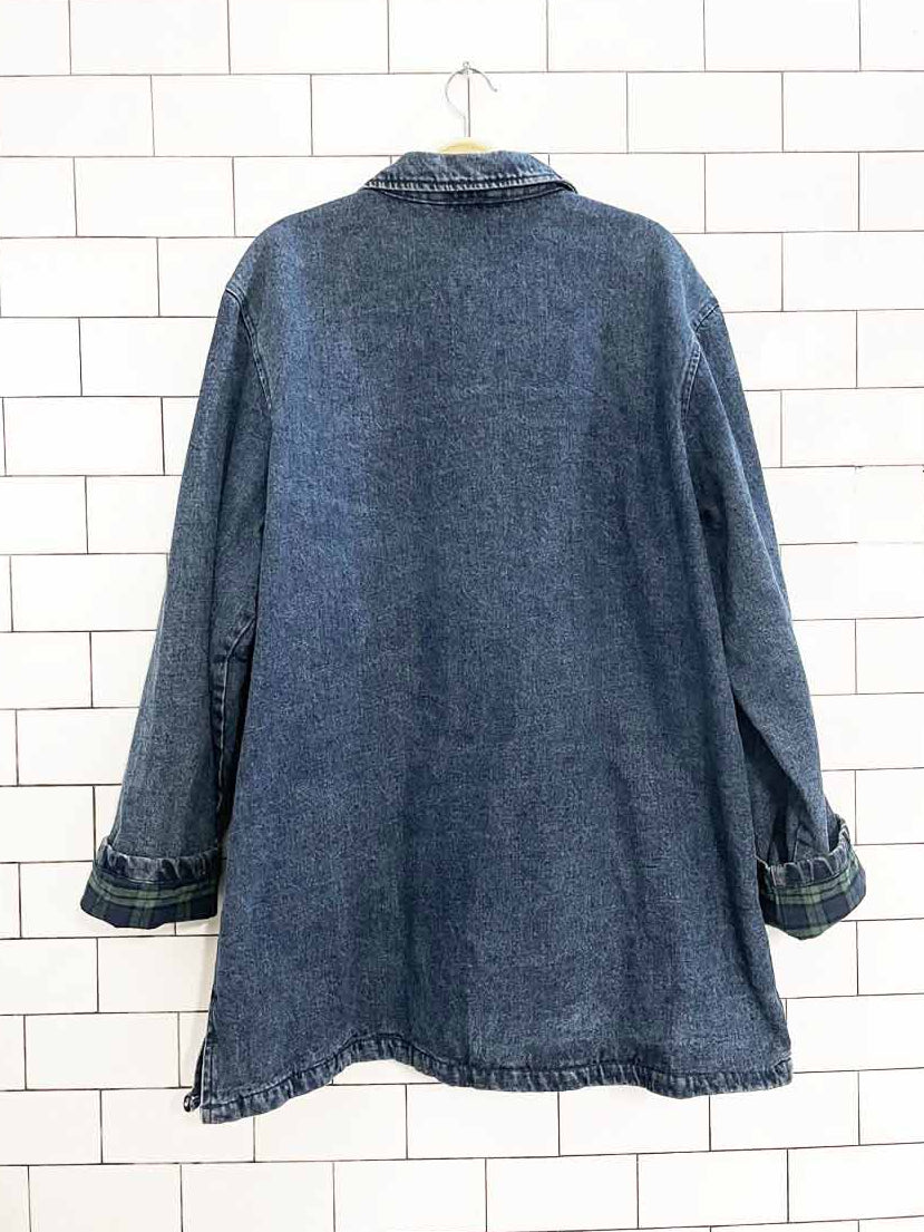 vintage lee valley plaid lined denim core coat