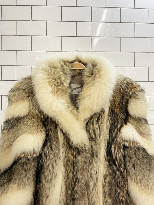 vintage fur boutique mixed fox fur long coat - good market thrift store