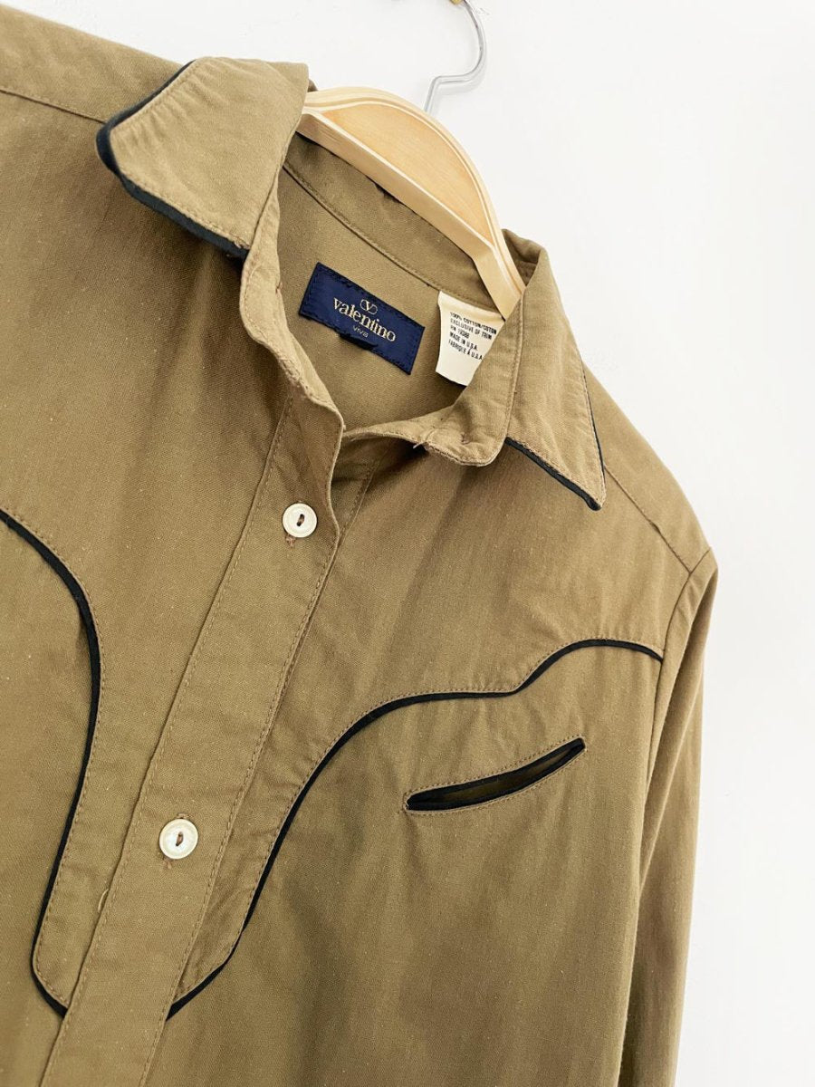 vintage 70s valentino viva piped western shirt | made in USA - good market thrift store