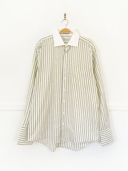 vintage aquascutum contrast collar striped french cuff shirt - good market thrift store